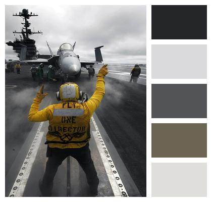 Aircraft Carrier Jet Fighter Flight Chief Image